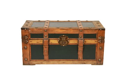 A vintage old trunk isolated on a white background