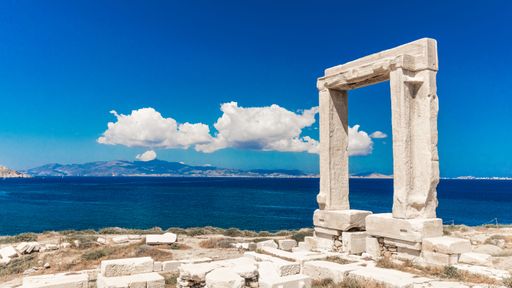 The entrance of Apollo Temple in Naxos, Greece.
