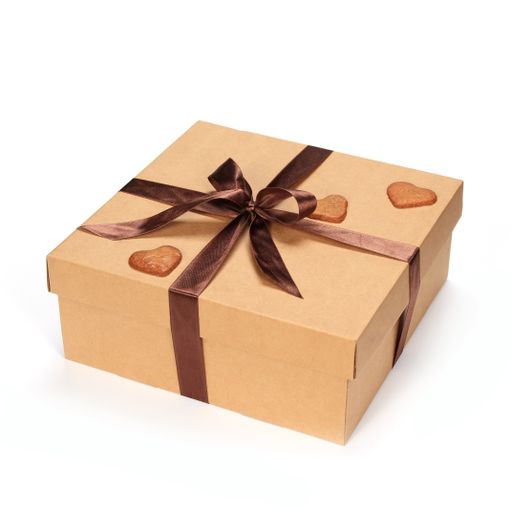 A Christmas gift box on white background