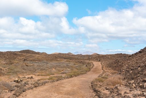 A trail in Isla Lobos in Fuerteventura in summer