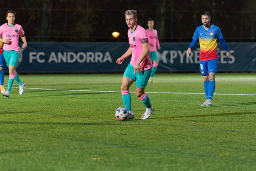 ENCAMP, ANDORRA : 2020 NOVEMBER 7 : PLAYERS IN ACTION IN THE MATCH OF SEGUNDA DIVISION B GRUPO 3 FC ANDORRA 1 - 1  FC BARCELONA B