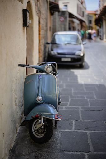 A blue motorbike in Rhodes streets