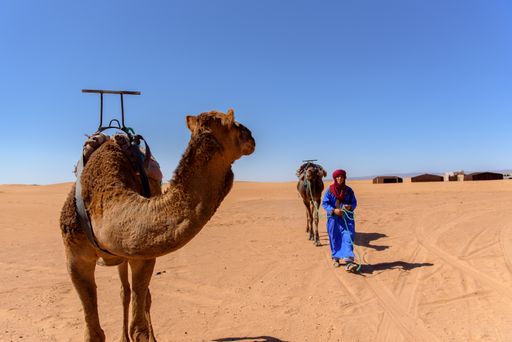 Erg Chebbi, Sahara Desert in Morroco : October 24 2017 : Bereber in the desert  of Sahara in Morocco.