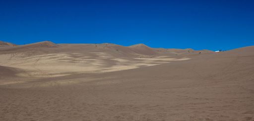 An aerial view of the beautiful brown Sand Dunes National Park in Colorado