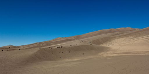 An aerial view of the beautiful brown Sand Dunes National Park in Colorado