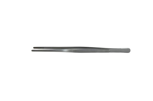 A closeup shot of tweezers on a white background