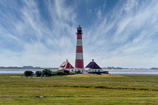 A closeup shot of a lighthouse in North Frisian Wadden Sea Pellworm Germany