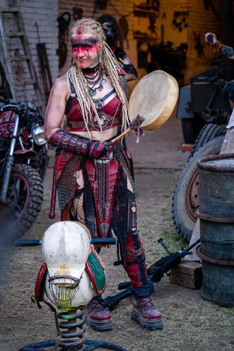 A people in post-apocalyptic convoy at Brutal Assault 2022 festival.