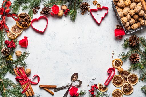 A Christmas background framed with season decorations