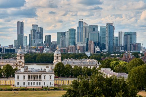 A beautiful shot of London city skyline under the cloudy sky