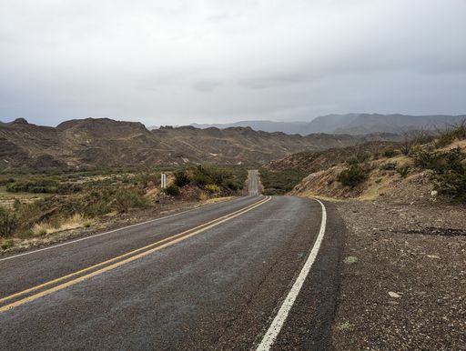 The empty road in Big Bend Ranch State Park. Texas, United States.