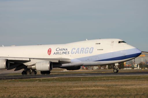 Frankfurt, Germany - April 14 2013: China Airlines Cargo plane on the runway at Frankfurt Airport just before take off