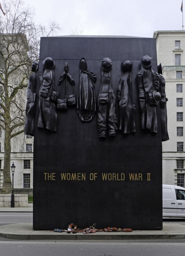 The monument to the Women of World War II stands in Whitehall, London and is by John W. Mills