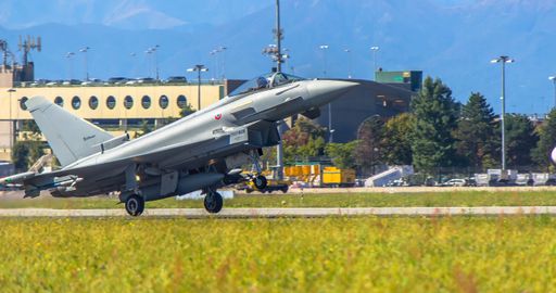 EF 2000 Eurofighter take off from Italian airport