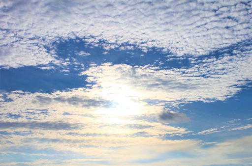 A low angle shot of cumulus clouds in the sky