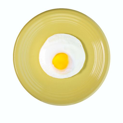A single sunny-side-up egg on a plate isolated on a white background