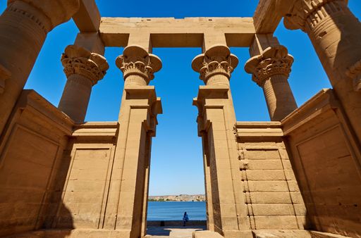 A hypaethral temple of Trajan's Kiosk from the inside, located on Agilkia Island in southern Egypt