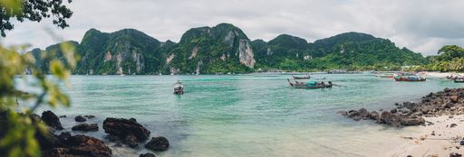 A panoramic view of one of the beaches of Ko Phi Phi island in Thailand
