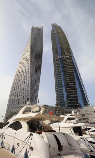 Luxury modern skyscrapers in the center of Dubai city in the United Arab Emirates