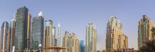 Luxury modern skyscrapers in the center of Dubai city in the United Arab Emirates