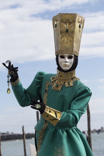 A female in a traditional Venice mask during the world-famous carnival
