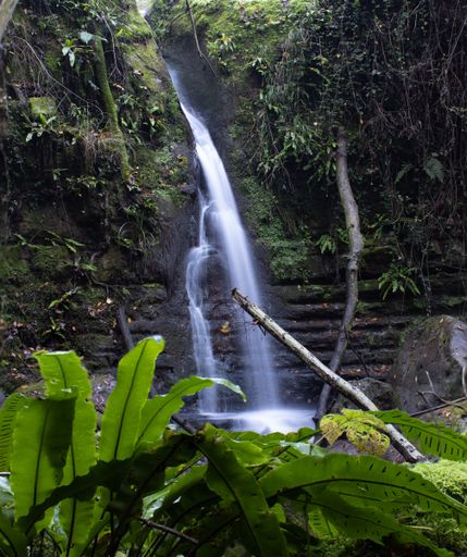 A vertical shot of waterfall with long exposure in Santa Pau