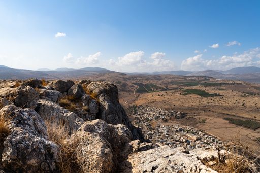 A beautiful view of high mountains on a bright day in Israel