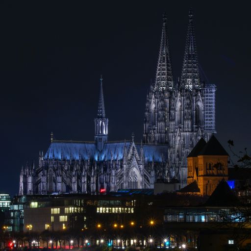 The night view of Cologne Cathedral in Germany