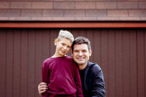 A closeup shot of happy father and son
