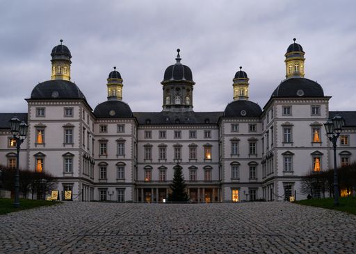 The main entrance of the historical Schloss Hotel in Bensberg, Germany