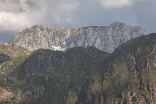 A landscape of mountain ranges under the sky in Somiedo Natural Park at Asturias, Spain