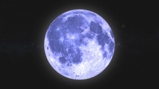 Bright blue full moon over the Milky Way. High resolution image.