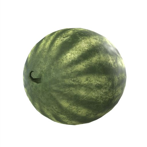 A 3D rendering of a watermelon isolated on a white background