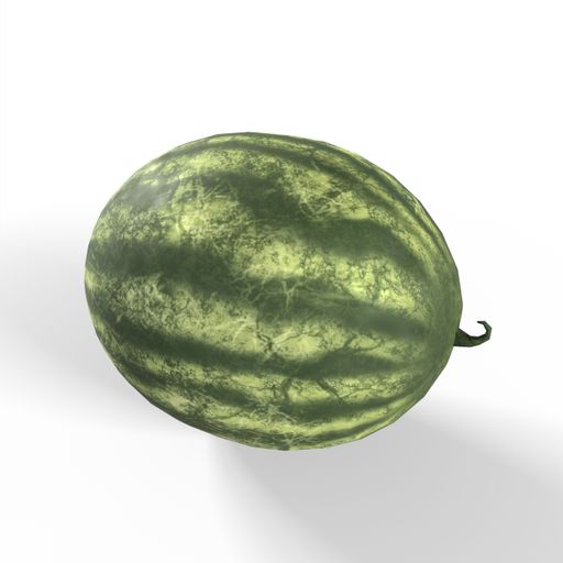 A 3D rendering of a watermelon isolated on a white background