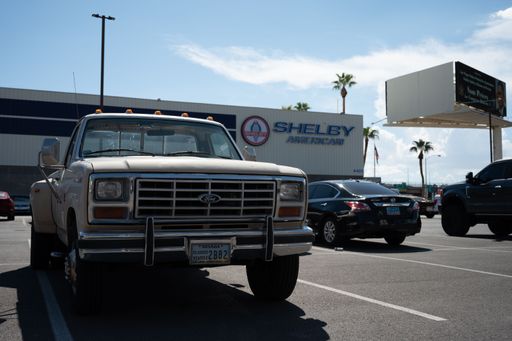A Classic 1980 Ford F-series F-350 pickup truck in cream color