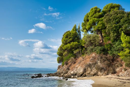 Koukounaries beach , at Skiathos island , in Greece