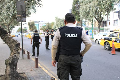 A group of male police officers in Quito Ecuador
