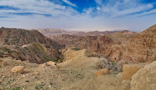 Rocky mountain landscape at Dana bioreserve in Jordan, Middle east. Travel and Tourism.