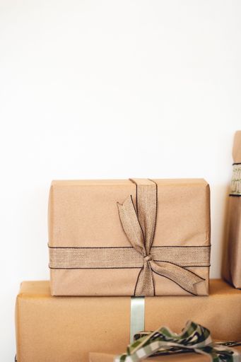 Many gift boxes with bows on the floor - Christmas presents