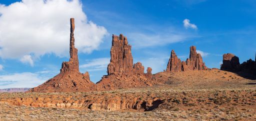 A scenic vista of the Totem Pole Rock Formation, Monument Valley Arizona
