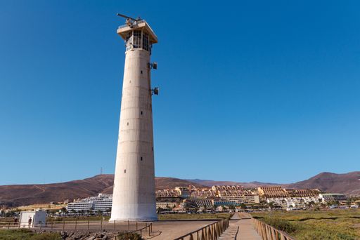Lighthouse on the Island of Fuerteventura in Spain in the summer of 2020.