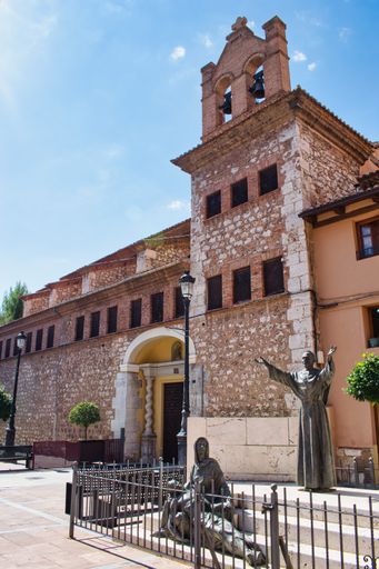 The sculptures and main facade of the convent of Santa Clara in Teruel, Spain