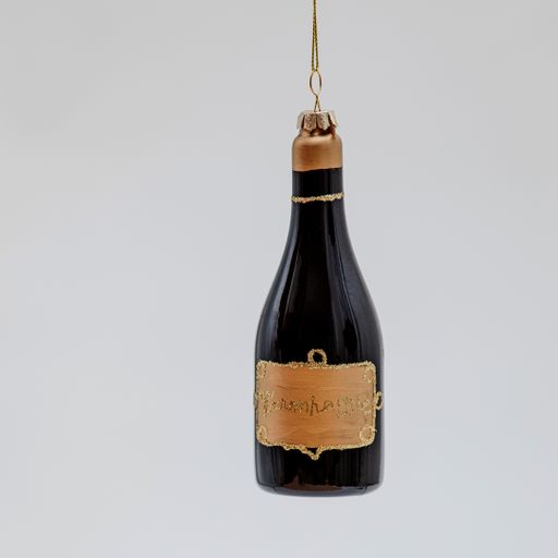A creative Christmas tree toy in the shape of a champagne bottle