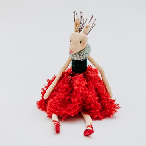 A creative soft Christmas toy in the shape of a ballerina with a mouse head