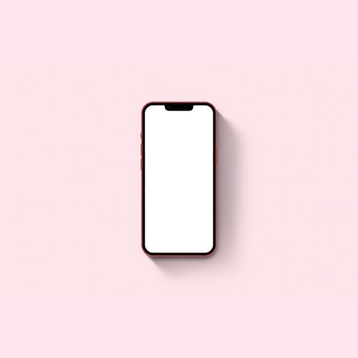 A 3D rendering of a mobile phone with a white screen on a white background