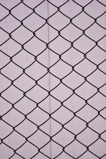A vertical shot of a grid fence