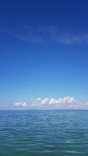 A mesmerizing scenery of the calm ocean waves under the clear sky