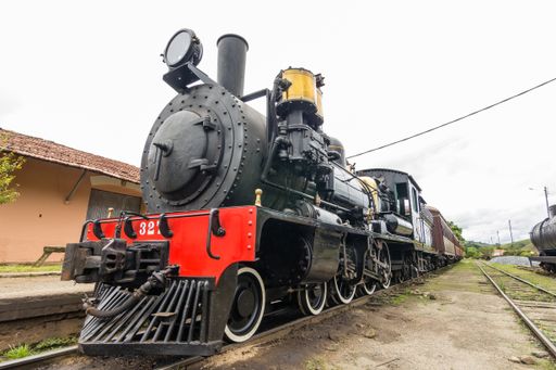 Vintage Steam Locomotive in Passa-Quatro, Brazil