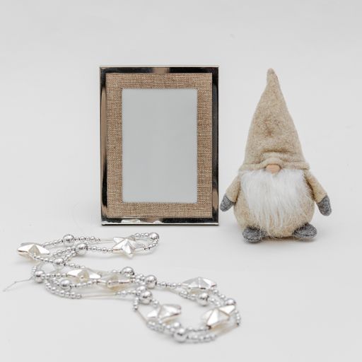 Beautiful Christmas decoration with a photo frame isolated on a white background