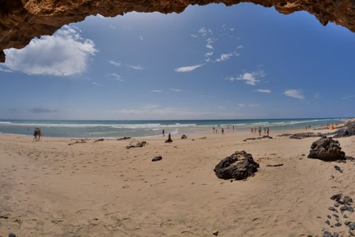 A beautiful view of the sands ocean beach in Tenerife, Canary Island in Spain